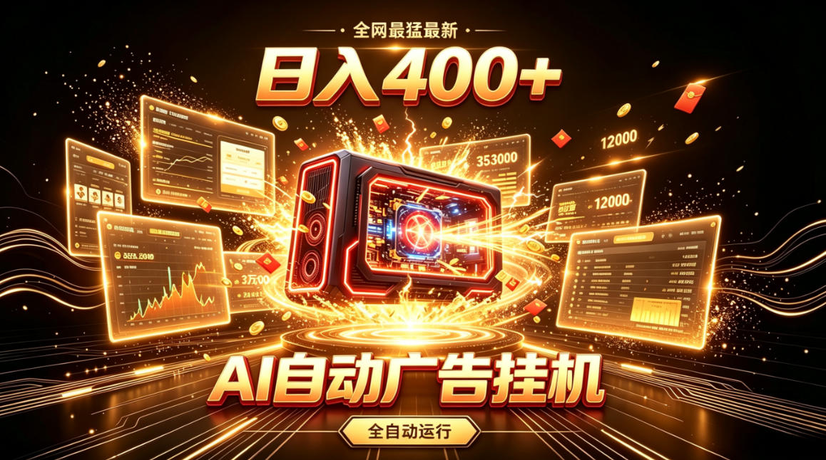 全网最猛最新的AI自动广告挂G，狠收益日入400+，真正做到躺賺式变现【揭秘】-最全项目网