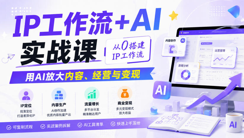 IP工作流+AI实战课，从0搭建IP工作流，用AI放大内容、经营与变现-最全项目网