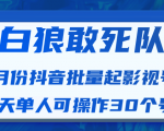 白狼敢死队最新抖音短视频批量起影视号(一天单人可操作30个号)视频课程-最全项目网