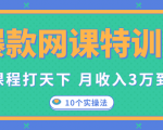爆款网课特训营,一套课程打天下,网课变现的10个实操法,月收入3万到10万-最全项目网