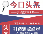 今日头条引流技术4.0,微头条实战细节,微头条引流核心技巧分析,快速发布引流玩法-最全项目网