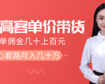 抖音高单价带货项目，一单佣金几十上百元，核心套路月入几十万（共3节）-最全项目网