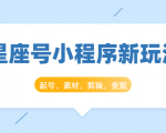 星座号小程序新玩法：起号、素材、剪辑，如何变现（附素材）-最全项目网