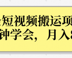 操作性非常强的头条号短视频搬运项目,3分钟学会,轻松月入8000+-最全项目网