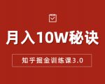 知乎掘金训练课3.0:低成本,可复制,流水线化先进操作模式 月入10W秘诀-最全项目网