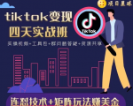 tiktok变现四天实战班，连怼技术+矩阵玩法赚美金！价值998元-最全项目网