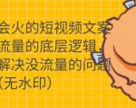 只说话就会火的短视频文案课,从根本上解决没流量的问题-最全项目网