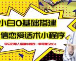 新手0基础搭建微信恋爱话术小程序,一单赚几百【视频教程+小程序源码】-最全项目网