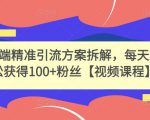 高端精准引流方案拆解,每天轻松获得100+粉丝【视频课程】-最全项目网