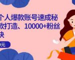 小红书个人爆款账号速成秘籍，爆款打造、10000+粉丝引流秘诀-最全项目网