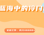 超级蓝海中的冷门项目，文档工作，好玩又赚钱，月入10000+-最全项目网