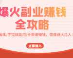 爆火副业赚钱全攻略:实打实演练/学完就能用/全渠道赚钱,带普通人月入3万元-最全项目网