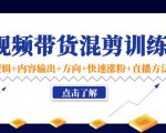 短视频带货混剪训练营:底层逻辑+内容输出+方向+快速涨粉+直播方法-最全项目网