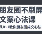 朋友圈不刷屏文案心法课 人人都要懂的商业逻辑 从0~1教你朋友圈成交心法-最全项目网