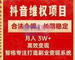 新版抖音维权项目每单利润1000+,合法合规,长期稳定,月入3W+价值1999元-最全项目网