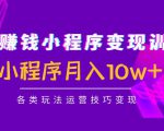 抖音赚钱小程序变现训练营:小程序月入10w+各类玩法运营技巧变现-最全项目网