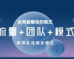 王冲老师《流量+团队+模式》商业模式实战课，全网最赚钱的模式-最全项目网