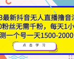 2023最新抖音无人直播撸音浪项目，0粉丝无需千粉，每天1小时，实测一个号一天1500-2000元-最全项目网