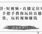 于洋·短视频+直播定位培训，手把手教你玩转直播卖货，玩转视频赚钱-最全项目网