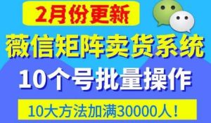 微信矩阵卖货系统，多线程批量养10个微信号，10种加粉落地方法，快速加满3W人卖货！-最全项目网