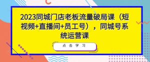 2023同城门店老板流量破局课（短视频+直播间+员工号），同城号系统运营课-最全项目网
