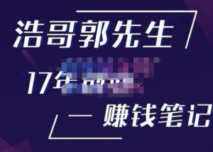 浩哥郭先生17年创业赚米笔记，打开你对很多东西的认知，让你知道原来赚钱或创业不单单是发力就行-最全项目网