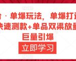 万相台·单爆玩法,单爆打造流程+单品快速测款+单品双渠放量+単品巨量引爆-最全项目网