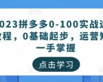 2023拼多多0-100实战运营教程，0基础起步，运营知识一手掌握-最全项目网