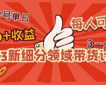 2023新细分领域带货计划：单号单日1000+收益不难，每人可操作3-5个账号-最全项目网