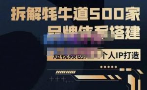 牛牛·500家餐饮品牌搭建&短视频深度解析，拆解牦牛道500家品牌体系搭建-最全项目网