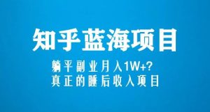 知乎蓝海玩法，躺平副业月入1W+，真正的睡后收入项目（6节视频课）-最全项目网