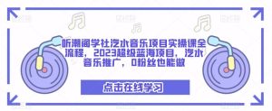 听潮阁学社汽水音乐项目实操课全流程，2023超级蓝海项目，汽水音乐推广，0粉丝也能做-最全项目网
