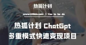 热狐计划：王大陆ChatGpt多重变现实操课，多种模式快速变现-最全项目网