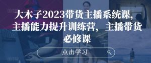 大木子2023带货主播系统课，主播能力提升训练营，主播带货必修课-最全项目网