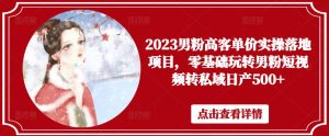 2023男粉高客单价实操落地项目，零基础玩转男粉短视频转私域日产500+-最全项目网