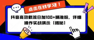 抖音高效截流日加100+精准粉,详细操作实战演示【揭秘】-最全项目网