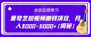 爱奇艺短视频搬砖项目,月入3000-5000+【揭秘】-最全项目网