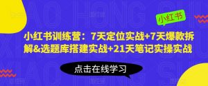 小红书训练营：7天定位实战+7天爆款拆解&选题库搭建实战+21天笔记实操实战-最全项目网