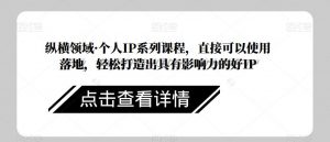 纵横领域·个人IP系列课程,直接可以使用落地,轻松打造出具有影响力的好IP-最全项目网