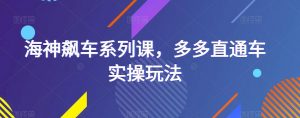 海神飙车系列课,多多直通车实操玩法-最全项目网