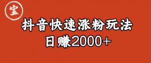 宝哥私藏·抖音快速起号涨粉玩法（4天涨粉1千）（日赚2000+）【揭秘】-最全项目网