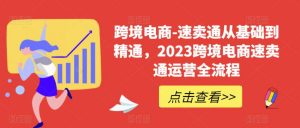 跨境电商-速卖通从基础到精通,2023跨境电商速卖通运营全流程-最全项目网