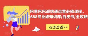 阿里巴巴诚信通运营必修课程,1688专业级知识库/白皮书/全攻略-最全项目网