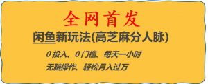 闲鱼新玩法(高芝麻分人脉)0投入0门槛,每天一小时,轻松月入过万【揭秘】-最全项目网