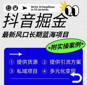 抖音掘金最新风口,长期蓝海项目,日入无上限(附实操案例)【揭秘】-最全项目网