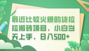 最近比较火爆的货拉拉搬砖项目,小白当天上手,日入500+【揭秘】-最全项目网