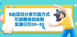 B站项目分享引流方式,引流精准创业粉,实测日引30-50【揭秘】-最全项目网