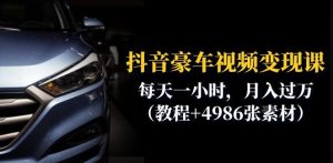 抖音豪车视频变现分享课:每天一小时,月入过万(教程+4986张素材)-最全项目网