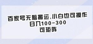 百家号无脑搬运,小白也可操作,日入100-300,可矩阵【仅揭秘】-最全项目网