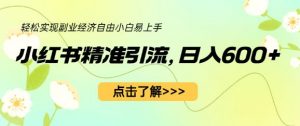 小红书精准引流,小白日入600+,轻松实现副业经济自由(教程+1153G资源)-最全项目网